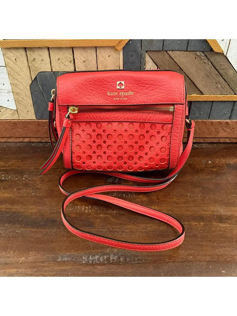 Kate Spade Perri Lane Looloo Perforated Leather Crossbody Bag